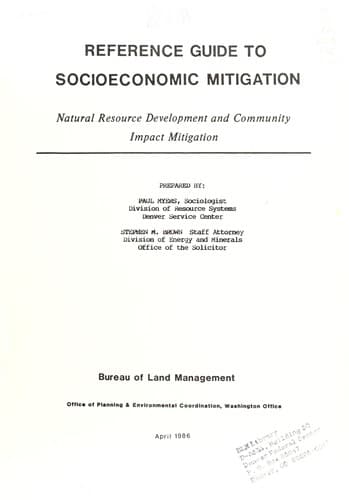 Tapa de Reference guide to socioeconomic mitigation