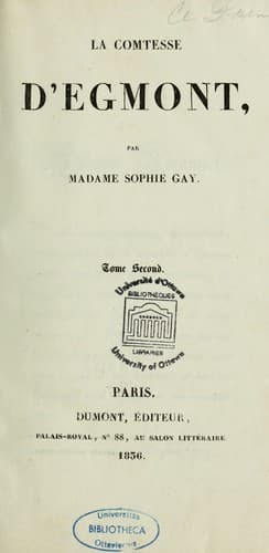 Tapa de La Comtesse d'Egmont