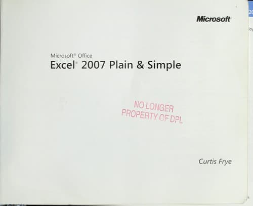 Tapa de Microsoft Office Excel 2007 plain & simple