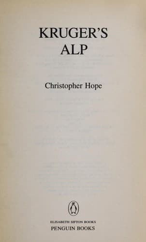 Tapa de Kruger's alp