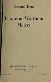 Tapa de General data on Thomson watthour meters