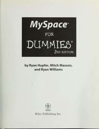Tapa de MySpace for dummies