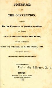 Tapa de Journal of the Convention, called by the freemen of North-Carolina, to amend the constitution of the state, which assembled in the city of Raleigh, on the 4th of June, 1835, and continued in session until the 11th day of July thereafter