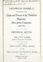Tapa de Vagaries of number 13 as it relates to the origin and service of the Thirteenth regiment, New Jersey volunteers, 1862-1865