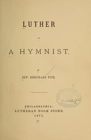 Tapa de Luther as a hymnist ...