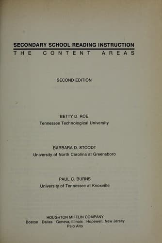 Tapa de Secondary school reading instruction