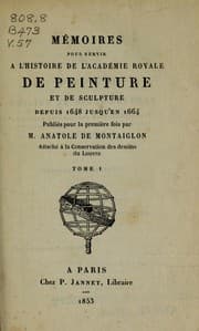 Tapa de Mémoires pour servir à l'histoire de l'Académie royale de peinture et de sculpture