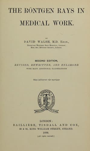 Tapa de The Röntgen rays in medical work