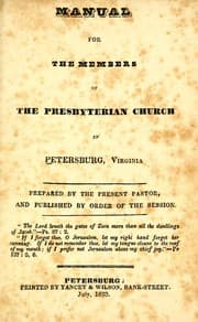 Tapa de Manual for the members of the Presbyterian Church in Petersburg, Virginia