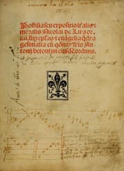Tapa de Postilla seu expositio l[itte]ralis [et] moralis Nicolai de Lira or[dinis] mi[norum] sup[er] ep[isto]las [et] eva[n]gelia q[ua]dragesimalia