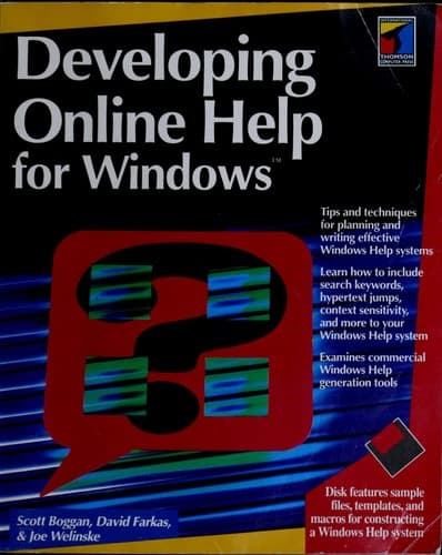 Tapa de Developing online help for Windows