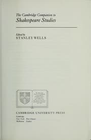 Tapa de The Cambridge companion to Shakespeare studies