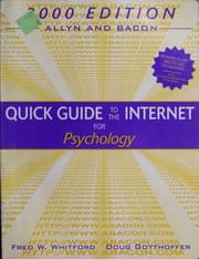 Tapa de Quick guide to the Internet for psychology / Fred W. Whitford, Doug Gotthoffer