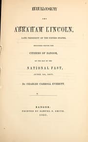 Tapa de Eulogy on Abraham Lincoln, late President of the United States