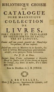 Tapa de Bibliotheque choisie ou catalogue d'une magnifique collection de livres, ...