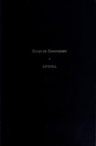 Tapa de Essays on government.