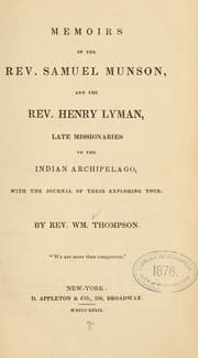 Tapa de Memoirs of the Rev. Samuel Munson, and the Rev. Henry Lyman...