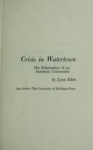 Tapa de Crisis in Watertown