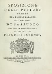 Tapa de Sposizione delle pitture in muro del ducale palazzo nella nobil terra di Sassuolo, grandiosa villeggiatura de' serenissimi principi estensi