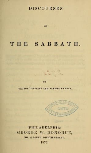 Tapa de Discourses on the Sabbath