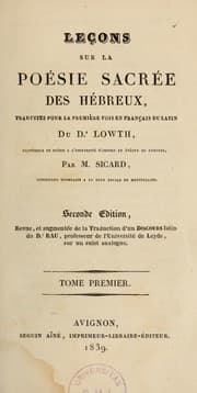 Tapa de Leçons sur la poésie sacrée des hébreux