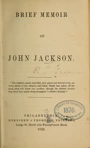 Tapa de Brief memoir of John Jackson ...