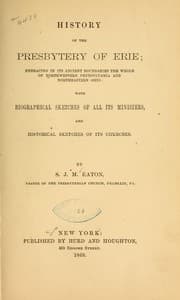 Tapa de History of the Presbytery of Erie ...