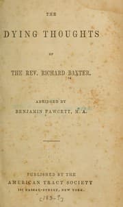 Tapa de The dying thoughts of the Rev. Richard Baxter