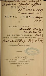 Tapa de Memoir of Alvan Stone, of Goshen, Mass