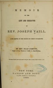 Tapa de Memoir of the life and character of Rev. Joseph Vaill, late pastor of the church of Christ in Hadlyme