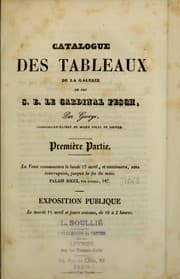 Tapa de Catalogue des tableaux de la galerie de feu S.E. Le Cardinal Fesch