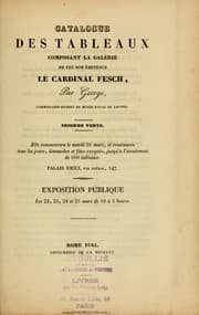 Tapa de Catalogue des tableaux composant la galerie de feu son ©♭minence le Cardinal Fesch