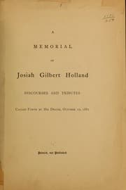 Tapa de A memorial of Josiah Gilbert Holland
