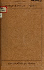 Tapa de American manuscript collections in the Huntington Library for the history of the seventeenth and eighteenth centuries