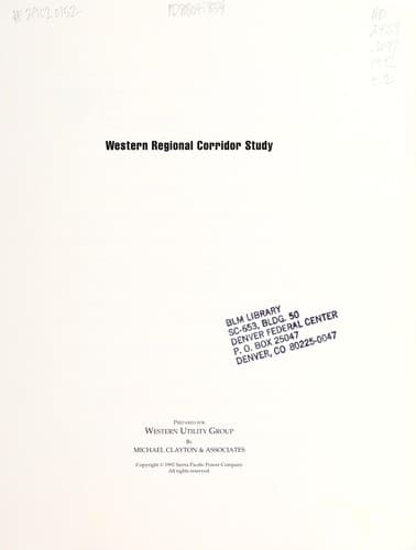 Tapa de Western regional corridor study