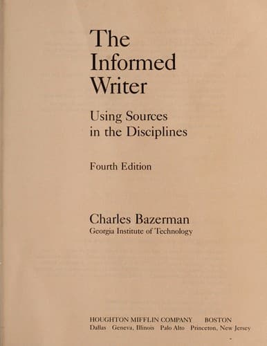 Tapa de The informed writer