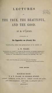 Tapa de Lectures on the true, the beautiful, and the good