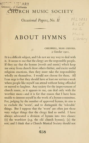 Tapa de About hymns