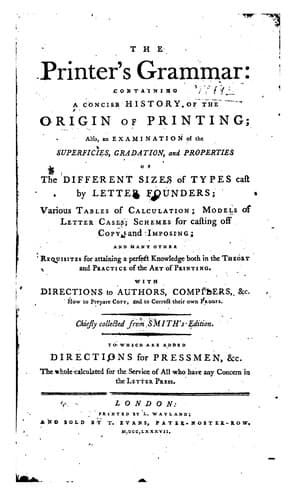 Tapa de The Printer's Grammar: