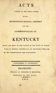 Tapa de Acts passed at the first session of the seventeenth General Assembly for the commonwealth of Kentucky