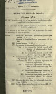 Tapa de An act to authorize a city of the second or third class to adopt a simplified form of government ...