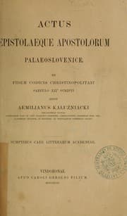 Tapa de Actus Epistolaeque Apostolorum palaeoslovenice