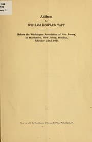 Tapa de Address by William Howard Taft before the Washington association of New Jersey