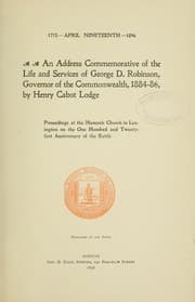 Tapa de An address commemorative of the life and services of George D. Robinson