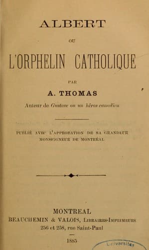 Tapa de Albert, ou, L'Orphelin catholique