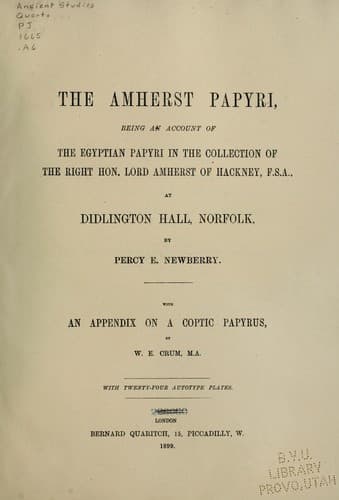 Tapa de The Amherst papyri