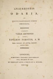 Tapa de Anacreontis Odaria, ad textus Barnesiani fidem emendate