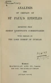 Tapa de Analysis of certain of St. Paul's Epistles