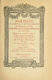 Tapa de Aneddoti piacevoli e interessanti occorsi nella vita di Giacomo Gotifredo Ferrari, da Roveredo, operetta scritta da lui medesimo ..