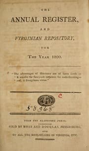 Tapa de The Annual register, and Virginian repository for the year 1800
